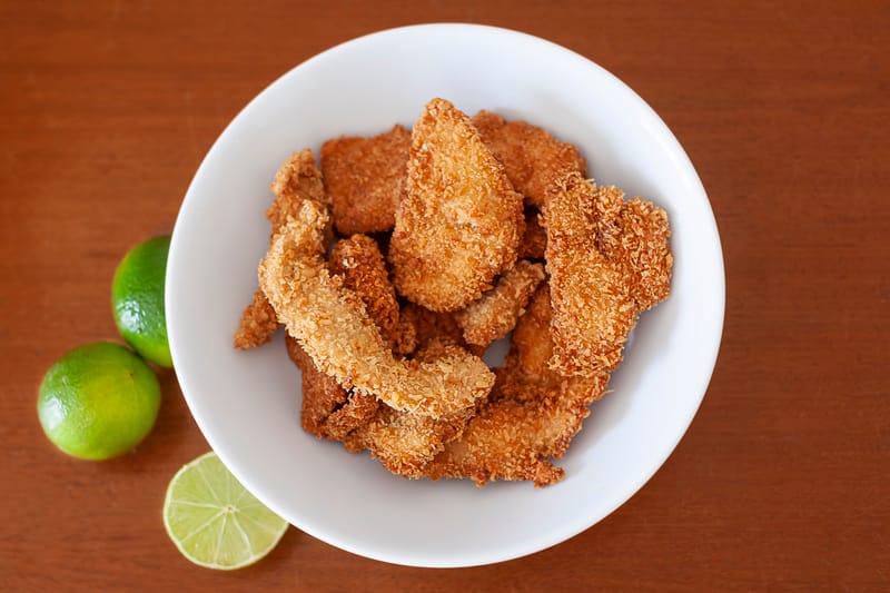 Buffalo tenders tossed in spicy buffalo sauce